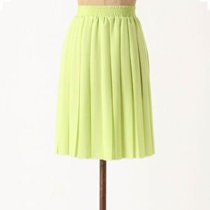 ANTHROPOLOGIE Lime green pleated skirt